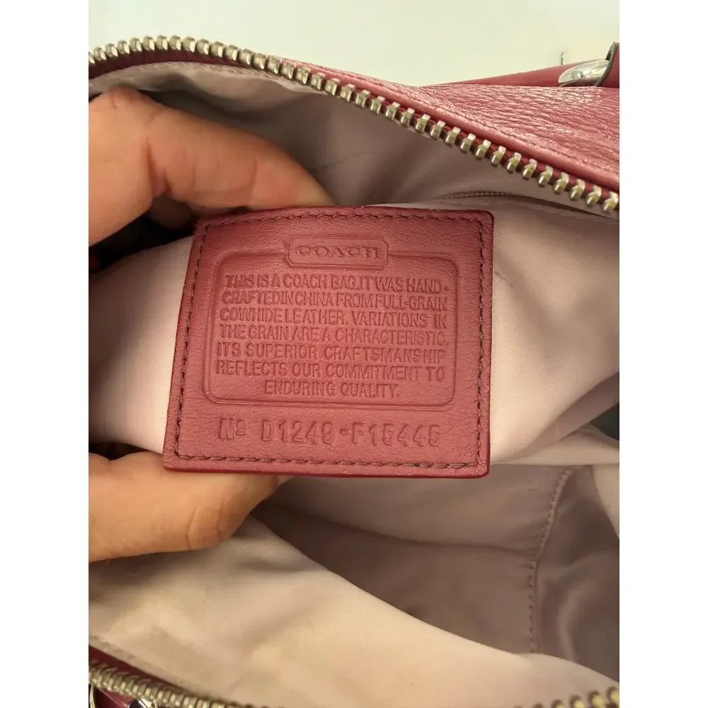 Coach Ashley Raspberry Pink Pebbled Leather Satchel Bag F15445